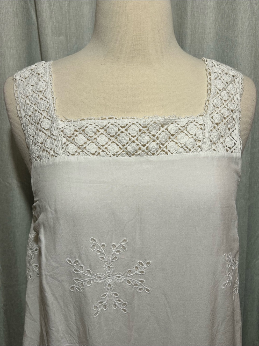 LOFT White Eyelet Midi Dress with Crochet Straps - Picture 4 of 12